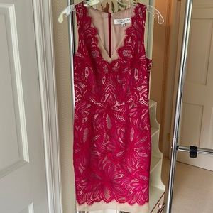 Size 4 Truna Turk lace raspberry cocktail dress